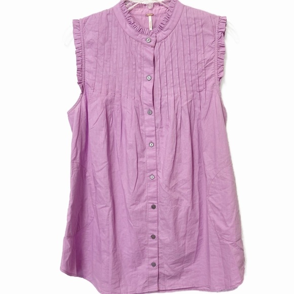 Free People Annie Sleeveless Button-down Tunic in Butterfly Bush (Purple) XS - Picture 2 of 10